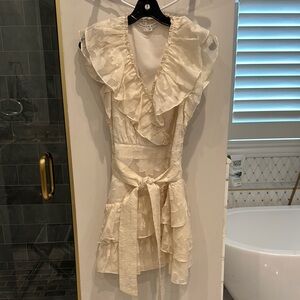 Veronica Beard Cream Ruffled Dress